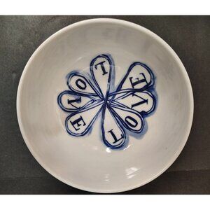 Ruan Hoffmann Love Bowl, Blue White Ceramic Porcelain, Flower, Cereal Soup Boho